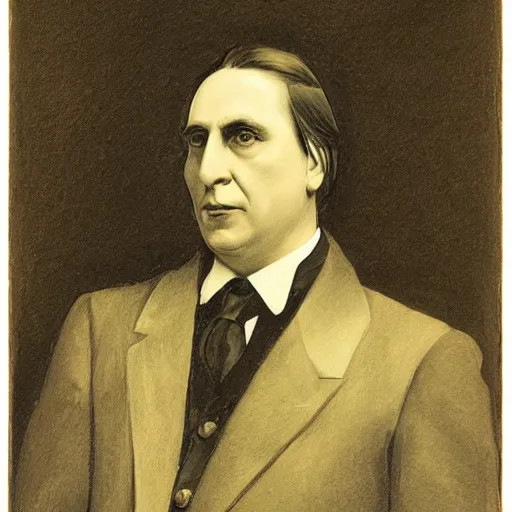 Image similar to portrait of Julius Evola, in the style of the Hudson River School