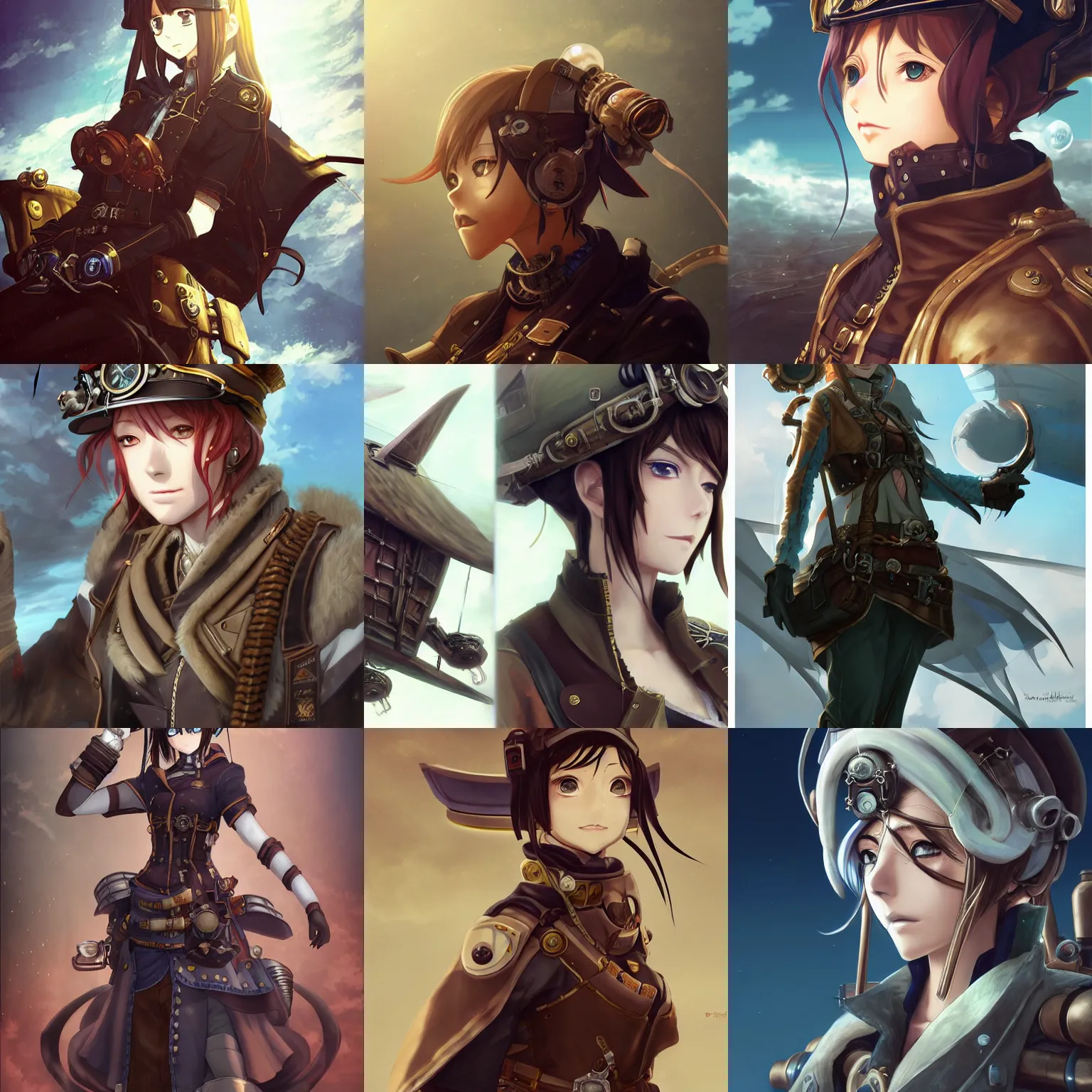 Prompt: An anime portrait of Ssunbiki as a steampunk airship pilot from Skyrim, by Stanley Artgerm Lau, WLOP, Rossdraws, James Jean, Andrei Riabovitchev, Marc Simonetti, and Sakimichan, trending on artstation, Final Fantasy XIV