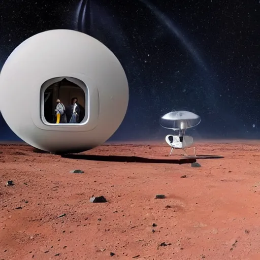 Image similar to Elon musk selfie with futuristic house on mars