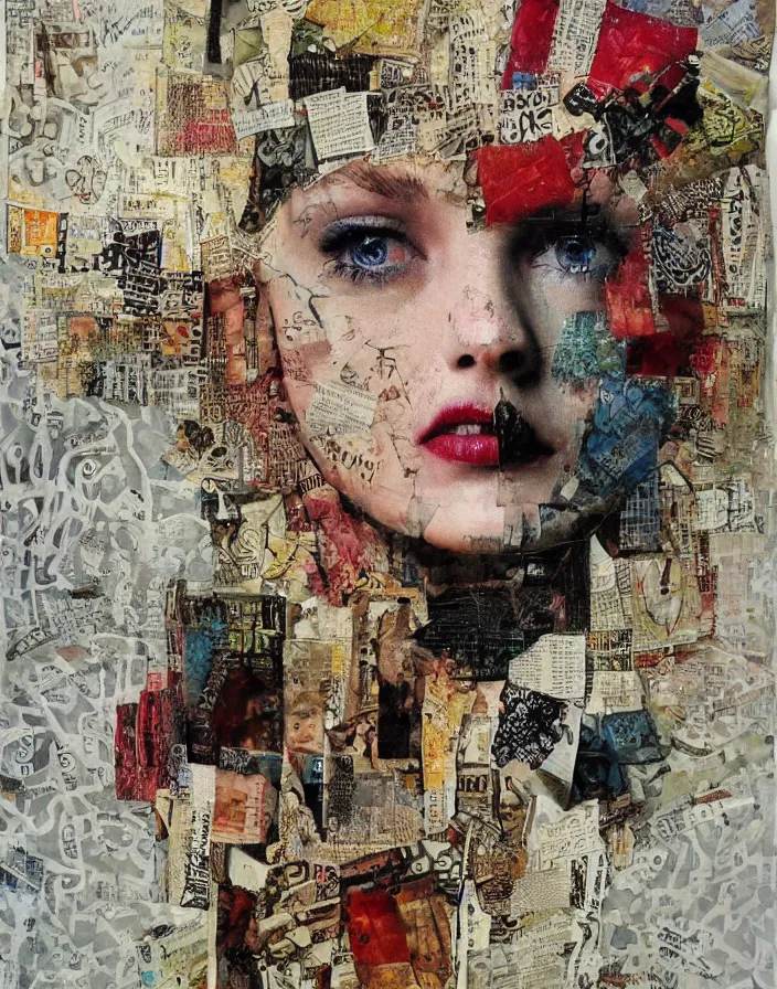 Image similar to deja vu detailed mixed media collage with canvas texture, conteporary art, punk art, realistic face, photorealistic, expressionism, masterpiece, perfect composition, spectacular quality, intricate oil details