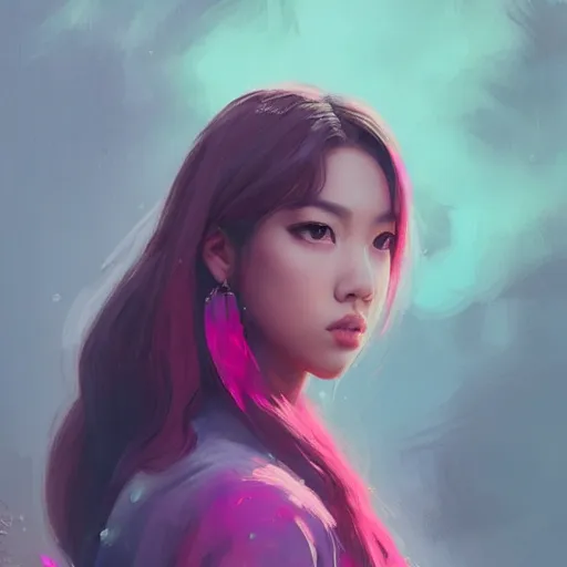 Image similar to “ a portrait of lisa from blackpink, rainy background, pink bright art masterpiece artstation. 8 k, sharp high quality artwork in style of jose daniel cabrera pena and greg rutkowski, concept art by tooth wu, hearthstone card game artwork. ”