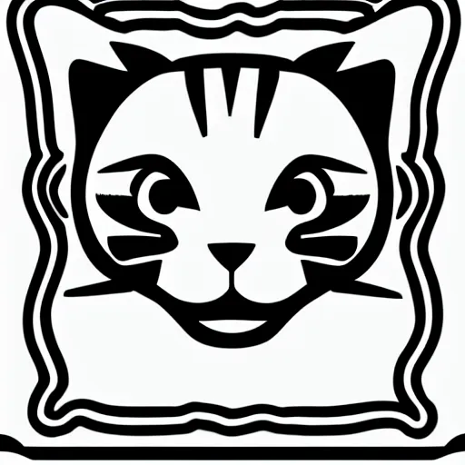 Prompt: minimalistic cat face with black color vector image black and white transparent background product label,