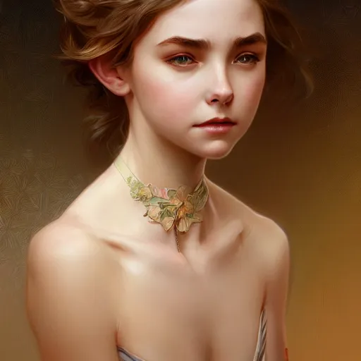 Prompt: beautiful natural mckenna grace, intricate, elegant, highly detailed, digital painting, artstation, concept art, smooth, sharp focus, illustration, art by artgerm and greg rutkowski and alphonse mucha and loish and WLOP