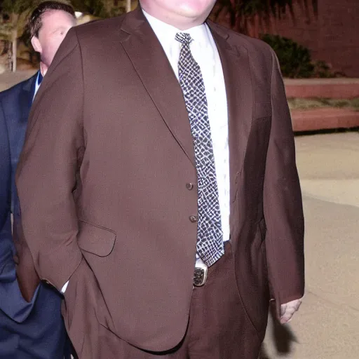 Image similar to Andy Richter is wearing a chocolate brown suit and necktie. Andy is standing under a running shower. The suit and necktie are soaking wet.