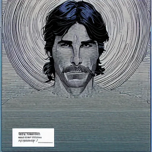 Image similar to christian bale retro minimalist portrait by jean giraud, moebius starwatcher comic, 8 k