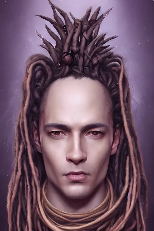 Prompt: portrait of a king with long wild dreads, straight on portrait, by artgerm, james jean, tom bagshaw, gerald brom, 4 k, smooth, hd, substance designer render, full body character concept art, vaporwave!!, vaporwave colors!!,