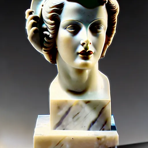 Image similar to antique greek roman italian sculpture of hedy lamarr, [ 1 9 4 0 ], marble