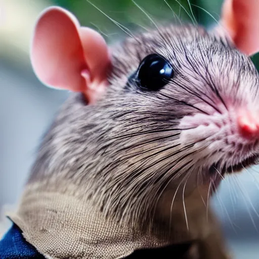 Prompt: a rat dressed up like a human, ultra realistic, close up, high resolution still