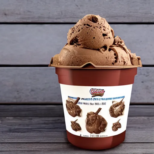 Image similar to poop flavored ice cream quart container with a picture of poop on the graphic label