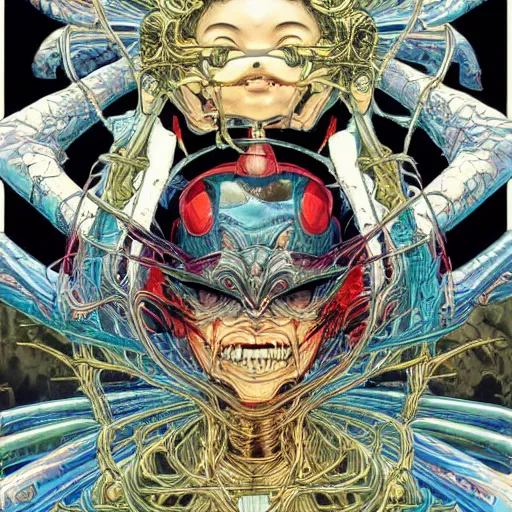 Image similar to portrait of crazy lo - pan, symmetrical, by yoichi hatakenaka, masamune shirow, josan gonzales and dan mumford, ayami kojima, takato yamamoto, barclay shaw, karol bak, yukito kishiro