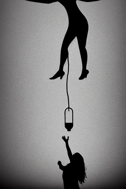 Image similar to an empty light bulb, with a woman trapped inside of it. the woman has wings.