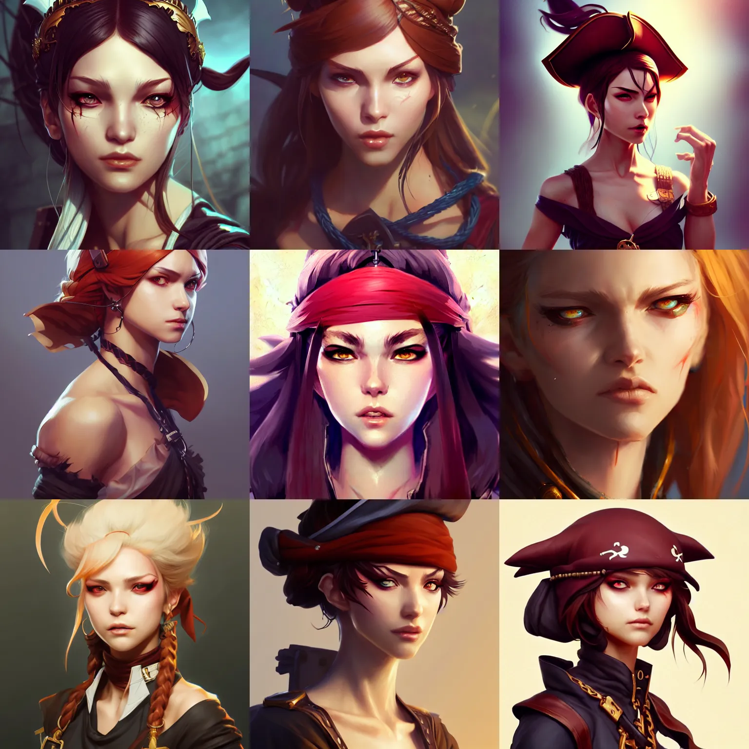 Prompt: character concept art of a young woman pirate fierce | | distinct - fine, key visual, realistic shaded perfect face, fine details by stanley artgerm lau, wlop, rossdraws, james jean, andrei riabovitchev, marc simonetti, sakimichan, and jakub rebelka, trending on artstation