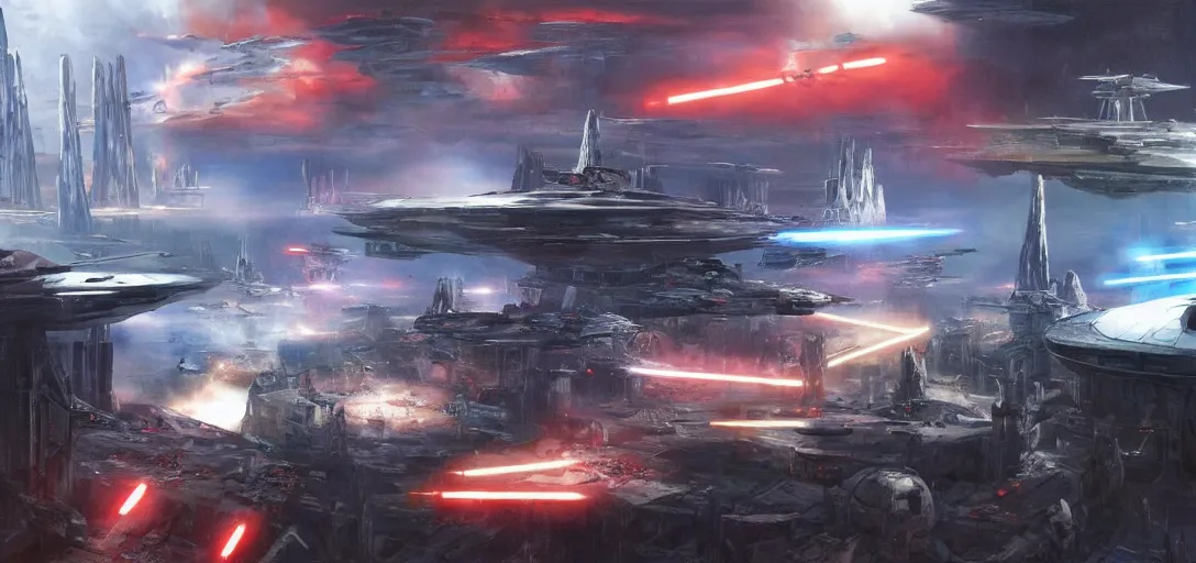 Prompt: Concept art for a Star Wars TV show about Coruscant