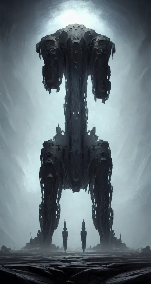 Image similar to professional concept art of a symmetrical! abstract fractal ominous floating robotic terrifying giant thing in a dark room by artgerm and greg rutkowski. an intricate, elegant, highly detailed digital painting, concept art, smooth, sharp centred focus, illustration, in the style of cam sykes, wayne barlowe, igor kieryluk.