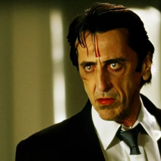 Image similar to Al Pacino as The American Psycho, cinematic still