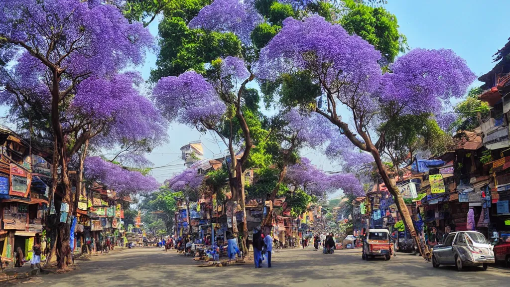 Image similar to jacaranda trees in kathmandu city streets