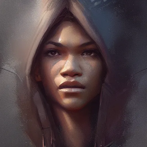 Image similar to “ portrait of zendaya by greg rutkowski, young, attractive, highly detailed portrait, scifi, digital painting, artstation, concept art, smooth, sharp foccus ilustration, artstation hq ”