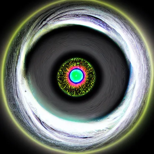 Prompt: a beautiful eyeball in the middle of a black hole