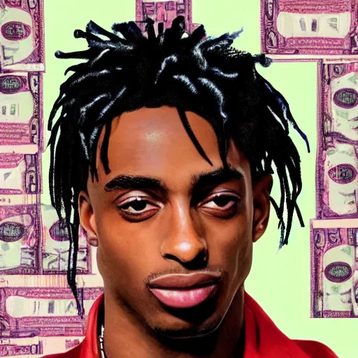 Image similar to playboi carti holding money digital art 4 k detailed super realistic