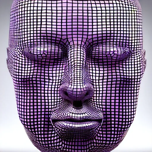 Image similar to a 3d human head made up of shiny holograms