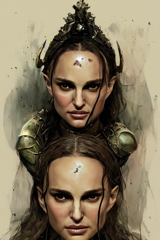 Image similar to natalie portman, legendary warrior, heroic, lord of the rings, tattoos, decorative ornaments, battle armor, by carl spitzweg, ismail inceoglu, vdragan bibin, hans thoma, greg rutkowski, alexandros pyromallis, perfect face, fine details, realistic shading photorealism