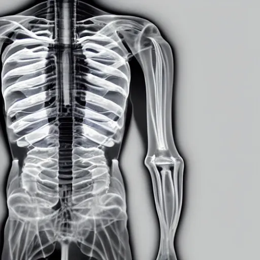 Prompt: x-ray of the Marlboro Man revealing stage 5 lung cancer