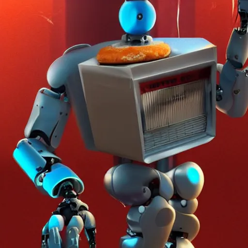 Prompt: robot satan eat donuts out of a crispy cream box trending on artstation deviantart pinterest photorealistic hd 8 k highlights and shadow detailed high resolution