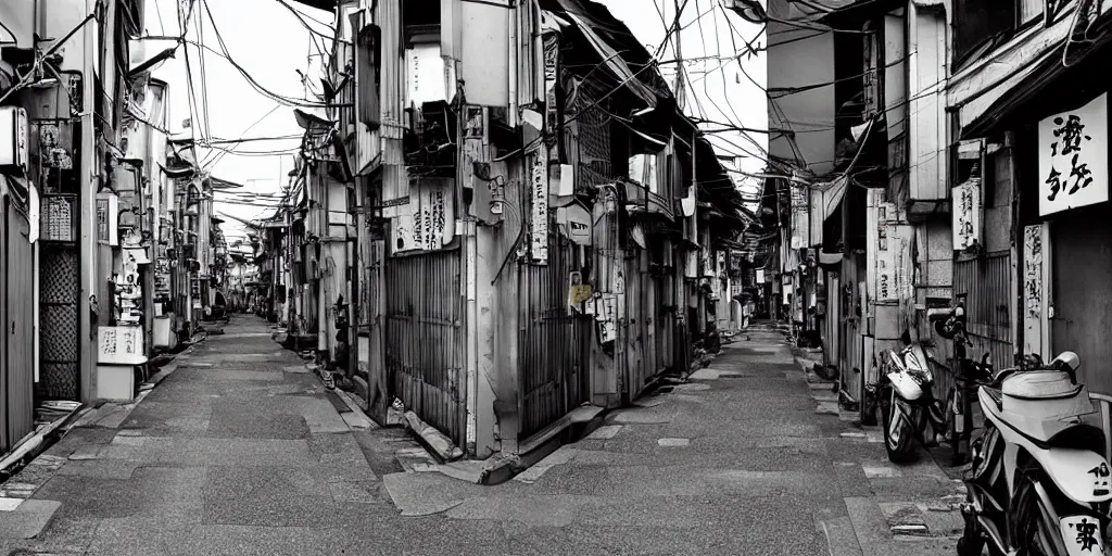 Image similar to japanese city back alleys by robert hubert