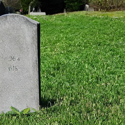 Prompt: a gravestone that looks like a cannabis leaf