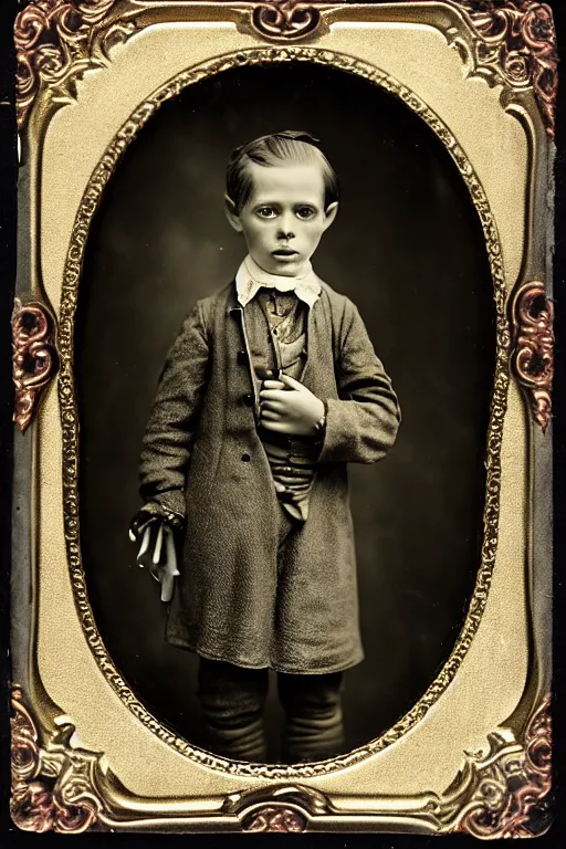 Image similar to wet plate photograph portrait of victorian child with an octopus head, dressed in a victorian - era clothing, dramatic lighting, highly detailed, smooth, sharp focus