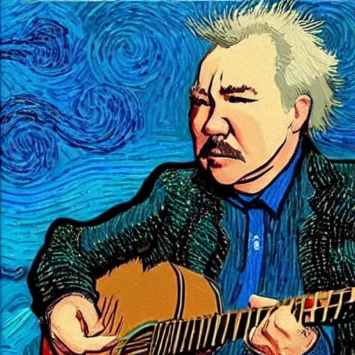 Prompt: John Prine in the style of Van Gogh