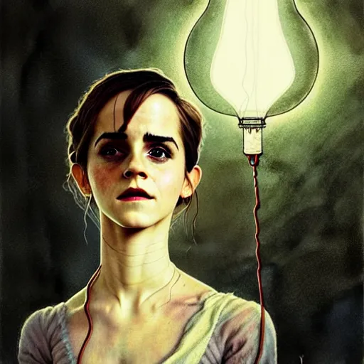 Image similar to emma watson in a lightbulb by chiara bautista, beksinski and norman rockwell and greg rutkowski weta studio, and lucasfilm