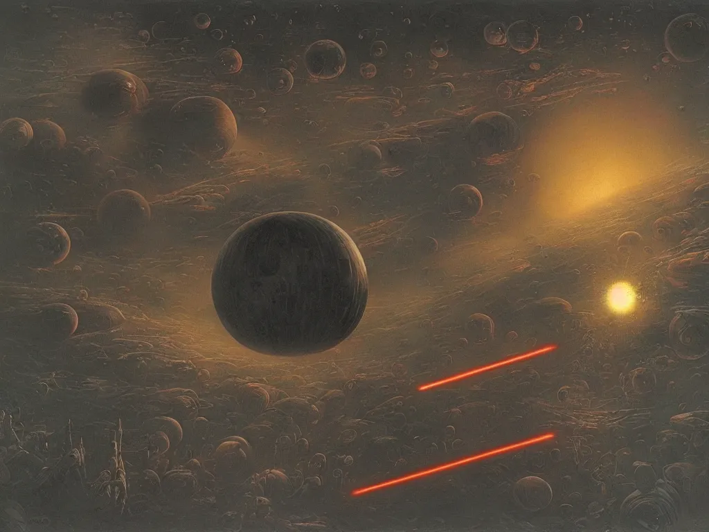 Image similar to star wars death star battle, cosmic horror by zdzisław beksiński
