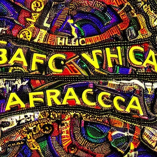 Image similar to a extremely ultra highly detailed hi - res ultra highly detailed colorful logo of africa black backround, zoom out, 8 k, high textures, ultra hyper sharp, insanely detailed and intricate, super detailed, 3 d render, 8 k hdr ultra high quality polygon digital art,