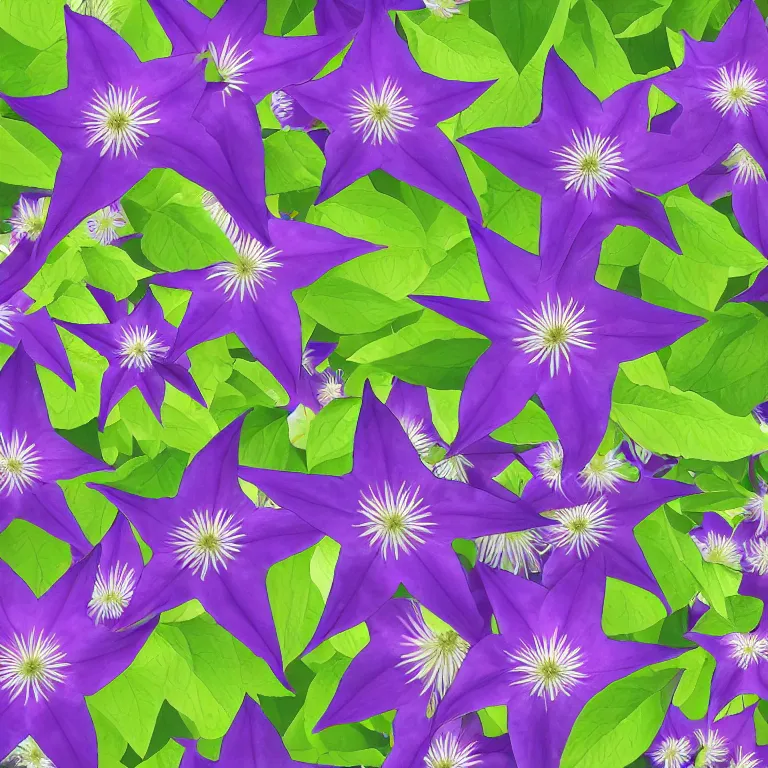 Image similar to clematis theme logo, clematis theme banner, clematis design, clematis in the deep sea, clematis like stars in the sky, trending on artstation, warm light, lovely and cute, fantasy art, 8 k resolution, highly detailed, pattern with optical illusion