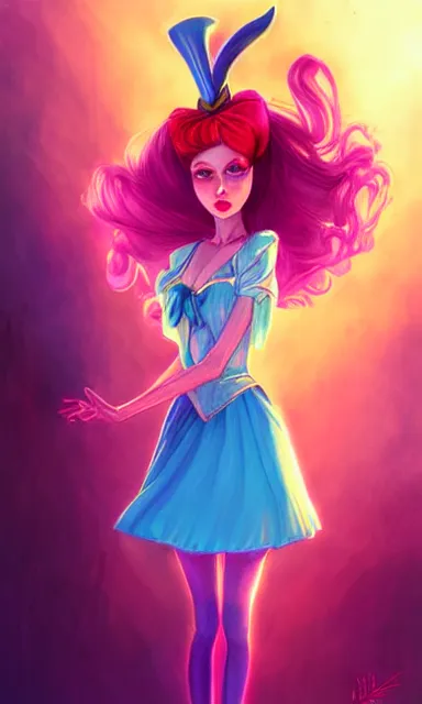 Prompt: alice from alice in wonder land, portrait, sharp focus, digital art, trippy, concept art, dynamic lighting, art by emylie boivin, rossdraws