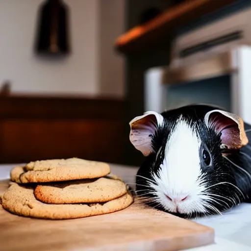 Image similar to a guinea pig baking cookies in a cozy french kitchen