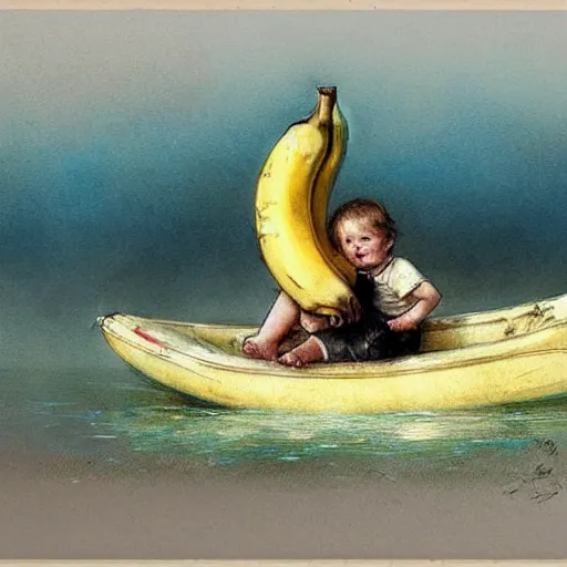 Image similar to ( ( ( ( ( banana boat. muted colors. ) ) ) ) ) by jean - baptiste monge!!!!!!!!!!!!!!!!!!!!!!!!!!!