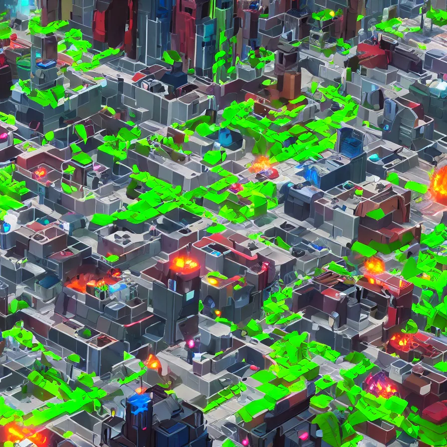 Prompt: sprawling cramped dystopian cityscape in risk of rain 2 ( 2 0 1 9 ), floating fragments of rubble, highly detailed 4 k 6 0 fps in - game risk of rain 2 ( 2 0 1 9 ) screenshot leak