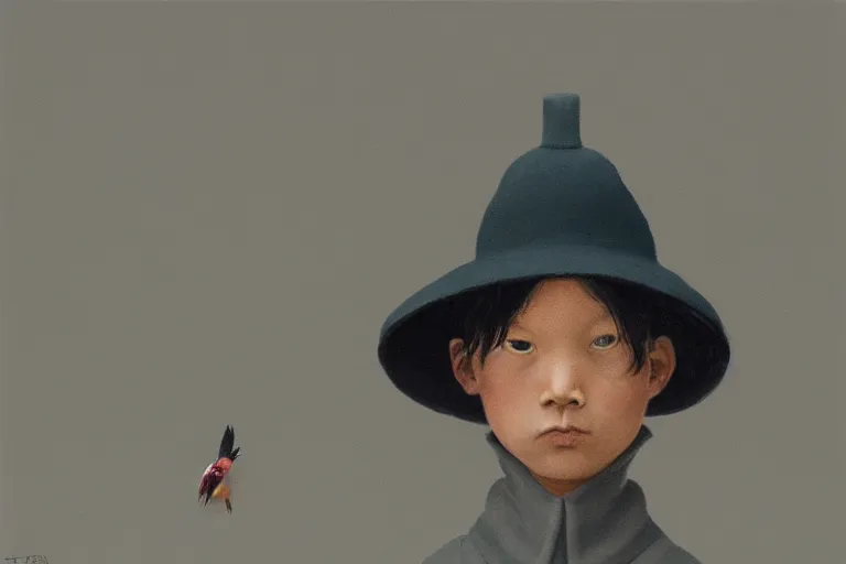 Image similar to young samurai raven - shaped hat artwork by tim eitel