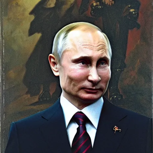 Image similar to vision of ezekiel!!!!! with vladimir putin, portrait