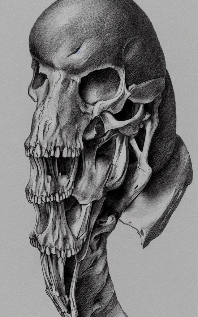 Prompt: portrait of a man with a skeletal beak, anatomical drawing, dynamic composition, dramatic lighting, hyperrealistic, ultra detailed