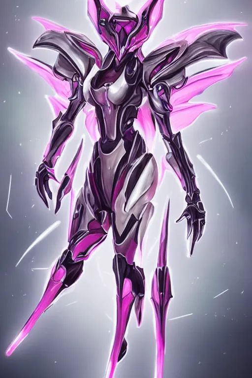 Image similar to galactic sized detailed elegant beautiful stunning quality giantess saryn prime warframe anthro mecha female dragon goddess, pink body, sleek metal head, sleek visor, smooth pink skin, sleek silver armor, bigger than galaxy, sharp paws, epic proportions, epic scale, epic size, warframe fanart, furry, dragon art, goddess, giantess, furaffinity, octane