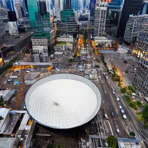 Image similar to giant dish in the middle of a city