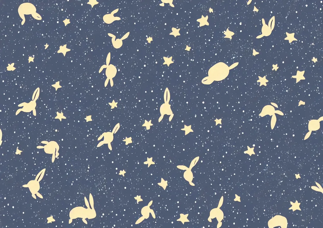 Image similar to running rabbit constellation, black night sky background, hayao miyazaki style