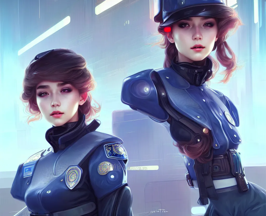 Image similar to portrait futuristic police uniform girl, at future sau paulo neon light rooftop, ssci - fi and fantasy, intricate and very very beautiful and elegant, highly detailed, digital painting, artstation, concept art, smooth and sharp focus, illustration, art by tan zi and ayanamikodon and alphonse mucha and wlop