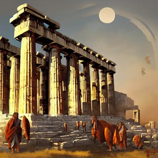 Image similar to Ancient Greek Polis in ancient times by Greg Rutkowski