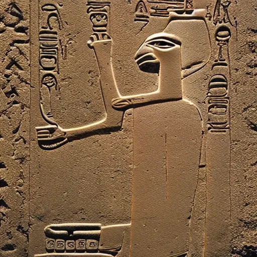 Image similar to kermit as an ancient egyptian hieroglyph