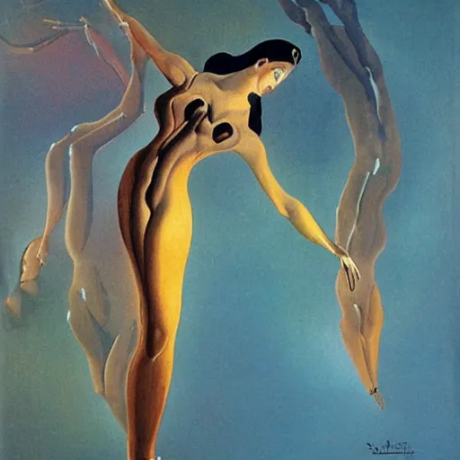 Prompt: ethereal female dancer, illustration by Salvador Dali