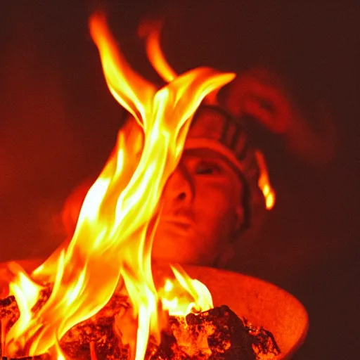 Image similar to golden human skull burning in fire